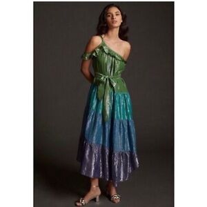 Maeve Metallic Blue and Green Dress